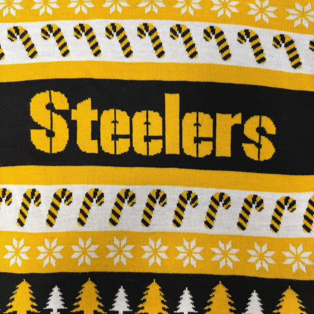 Pittsburgh Steelers Ugly Christmas Sweater L Black Yellow Holiday NFL Apparel